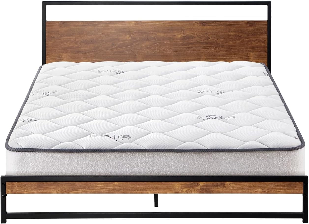 King Size Bed Frame with Mattress Set Metal Bed Base King Bed Mattress
