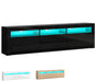 ALFORDSON LED Light TV Cabinet Stand with Storage Cabinet, Shelves and Drawers, Entertainment Unit with Shelves & 2 Drawers, RGB Minimalist Design Multimedia Centres,180X35X60Cm, Black