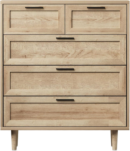 Chest of Drawers Dresser with 5 Storage Cabinet Tallboy Natural