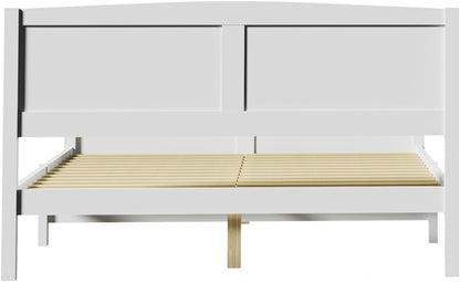 OIKITURE Queen Size Wooden Bed Frame Hampton-Style, Pinewood Bed Frame Platform with Bed Head and High Bed Leg - Compatible with Australian-Sized Mattresses, 211X161X94Cm ﻿