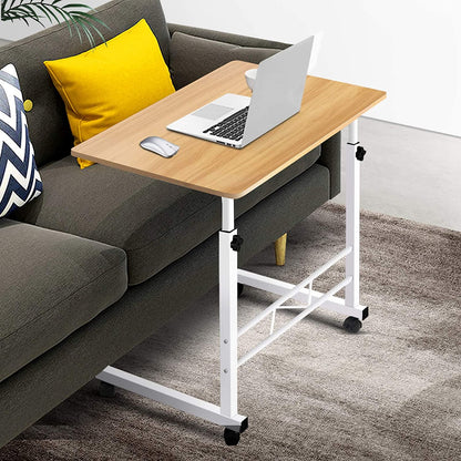 Artiss Laptop Table, Small Stand Desk Desktop Computer Standing Study Desks Bed Side Tables Home Office Travel Studio Furniture, Portable Wooden 360° Rotating Lockable Caster Wheels Dark Wood