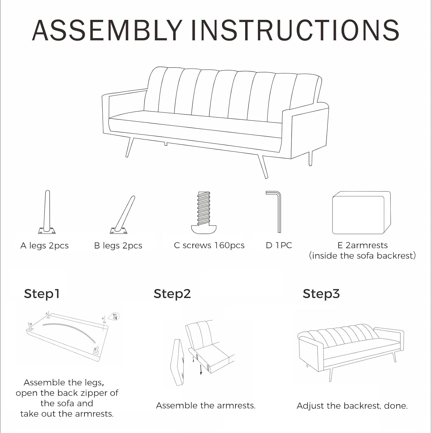 3 Seater Sofa Bed Convertible, Velvet Loveseat Sofa Couch, Recliner Sofa Lounge with 3 Adjustable Backrest Positions, Spare Bed for Guest, Load up to 220Kg (197Cm, Green)