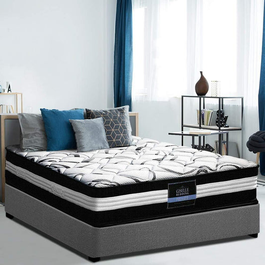 Giselle Bedding King Mattress Bed Foam Mattresses 30Cm Thickness, with 5-Zone Pocket Spring System and Breathable Euro Top, 5Yrs Warranty, Medium Firm, White with Vacuum Packed