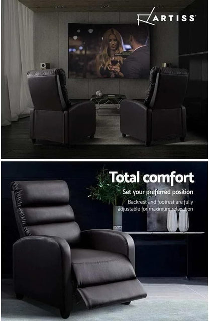 Artiss Recliner Chair Leather Lounge Sofa Armchair, Home Furniture Health Personal Care, Adjustable Backrest Footrest Electric Seat Office Brown