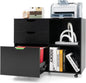 Giantex 3-Drawer File Cabinet, Mobile Printer Stand Cabinet with Adjustable Shelf, Rolling Lateral Filing Cabinet with Wheels for Letter, A4, Legal Size, for Home Office Organization (Black)