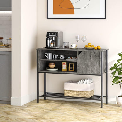 Coffee Bar with Storage Buffet Cabinet Kitchen Sideboard with Adjustable Shelves Console Table for Kitchen Dining Room, Grey