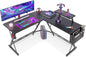 ODK L Shaped Corner Desk, Computer Desk with Monitor Stand, Gaming Desk with round Corner, Computer Workstation for Office Room, Bedroom, Study Room,127 X 127 Cm, Black