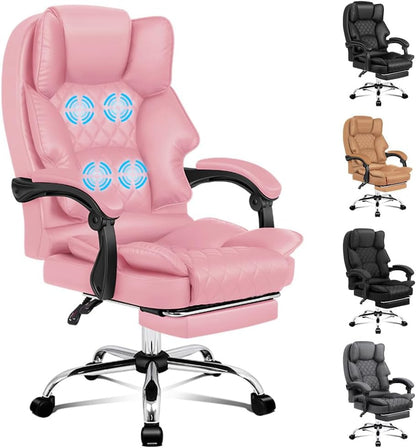 ALFORDSON Ergonomic Office Chair with Massage, 150° Recline and 360° Swivel, Gaming Executive Computer Racer Chair Adjustable Height,Pu Leather Home Office Chair with High Backest Support (Black)