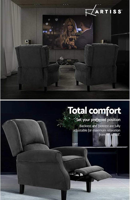 Recliner Chair Charcoal Fabric Lounge Sofa Armchair,Adjustable Backrest Footrest Nursing Feeding