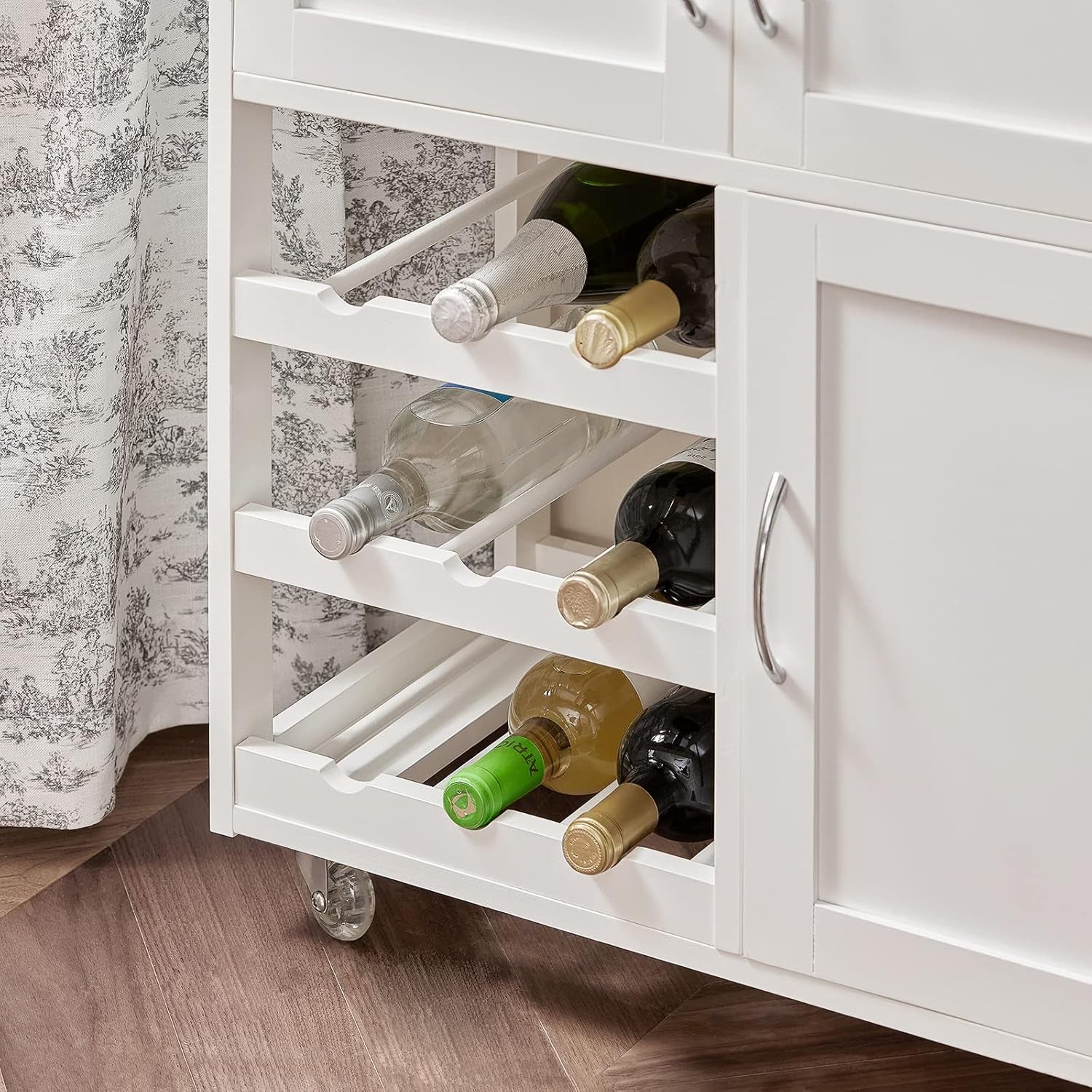 Sobuy Kitchen Trolley, Kitchen Island with Wine Racks, Portable Workbench, Serving Cart for Bar, Dining