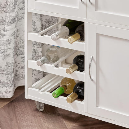 Sobuy Kitchen Trolley, Kitchen Island with Wine Racks, Portable Workbench, Serving Cart for Bar, Dining