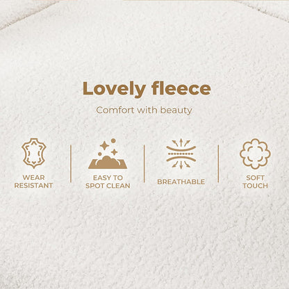 3 Seater Sofa, Soft Upholstered Boucle Sherpa Fabric Loveseat Sofa Couch, Comfy Recliner Sofa Lounge, Spare Bed for Guest Room, Living Room, Office, Studio, Load up to 250Kg (188Cm, White)