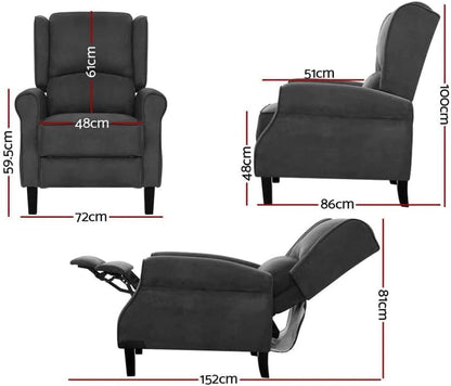 Recliner Chair Charcoal Fabric Lounge Sofa Armchair,Adjustable Backrest Footrest Nursing Feeding