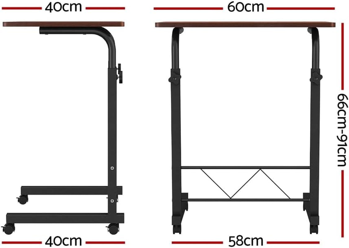 Artiss Laptop Table, Small Stand Desk Desktop Computer Standing Study Desks Bed Side Tables Home Office Travel Studio Furniture, Portable Wooden 360° Rotating Lockable Caster Wheels Dark Wood