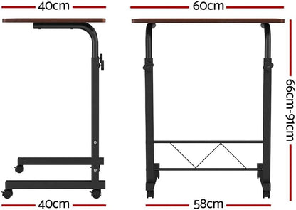 Artiss Laptop Table, Small Stand Desk Desktop Computer Standing Study Desks Bed Side Tables Home Office Travel Studio Furniture, Portable Wooden 360° Rotating Lockable Caster Wheels Dark Wood