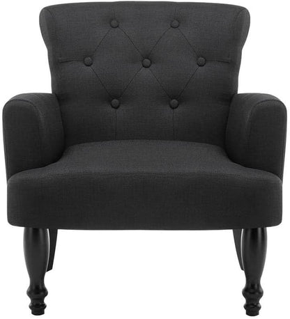 Armchair Black Wingback Recliner Lounge Dining Chairs Sofa Nursing Seat Occasional Reading Seating Home Living Room Bedroom Furniture, Polyester, Armchairs in 44Cm Height