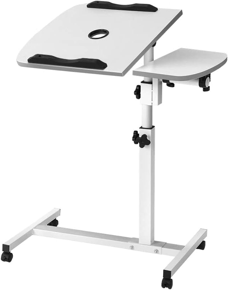 Artiss Laptop Table, Small Stand Desk Desktop Computer Standing Study Desks Bed Side Tables Home Office Travel Studio Furniture, Portable Wooden 360° Rotating Lockable Caster Wheels Dark Wood