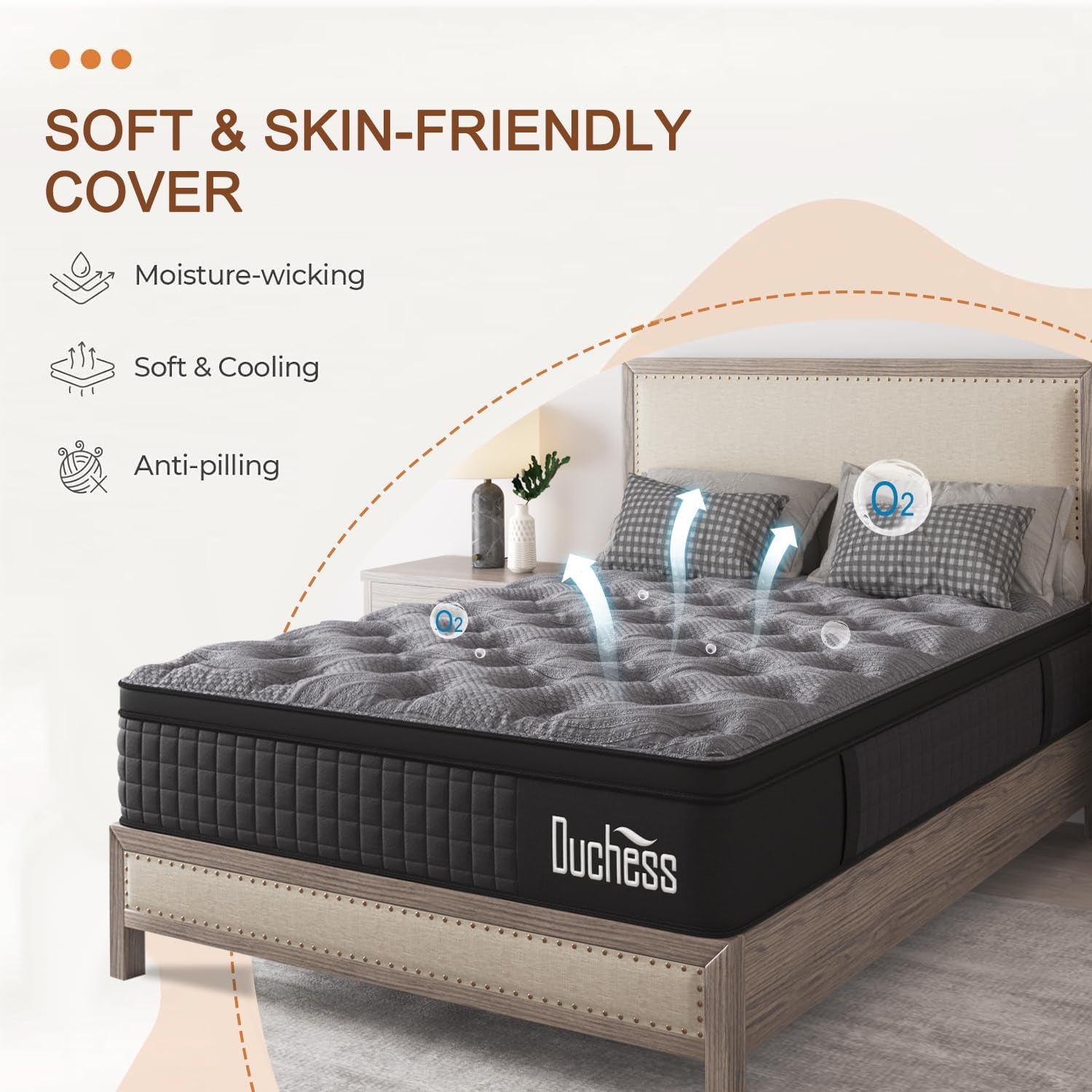 Duchess 34Cm Queen Hybrid Mattress - Mattress Comfortable Memory Foam and Pocket Springs with Pressure Relief Breathable Design Reinforced Edge Support