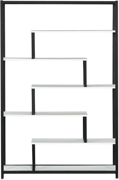 Six Tier Bookshelf Bookshelf Industrial Multi-Level Bookcase Storage Rack Display Shelf Unit for Home and Office White