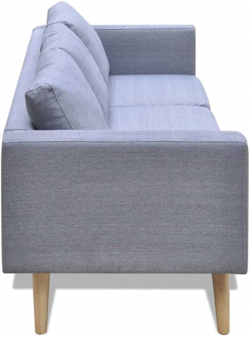 2-Piece Sofa Set - Includes a Two-Seater and a Three-Seater Sofa - Upholstered in Light Grey Fabric - with Sturdy Wooden Frame and Removable, Washable Cushion Covers