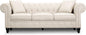 Cerna Chesterfield Sofa Lounge - Diamond Stitching, Swiss Linen-Blend Upholstery, Medium-Firm Cushions, Decorative Pillows, and Easy Assembly in Timeless Elegance, Beige