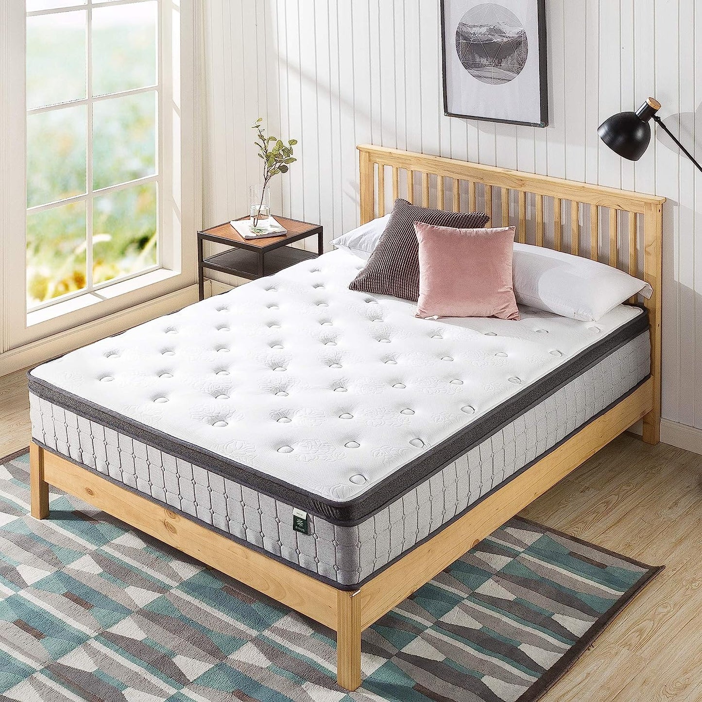 Zinus Support plus Queen Mattress, Icoil Pocket Springs Eurotop/Firm Plush Foam, 10Yrs Warranty, Medium Feel Bed