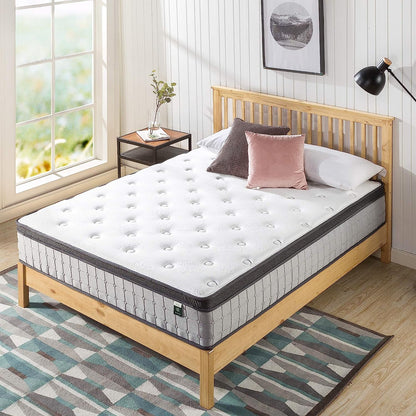 Zinus Support plus Queen Mattress, Icoil Pocket Springs Eurotop/Firm Plush Foam, 10Yrs Warranty, Medium Feel Bed