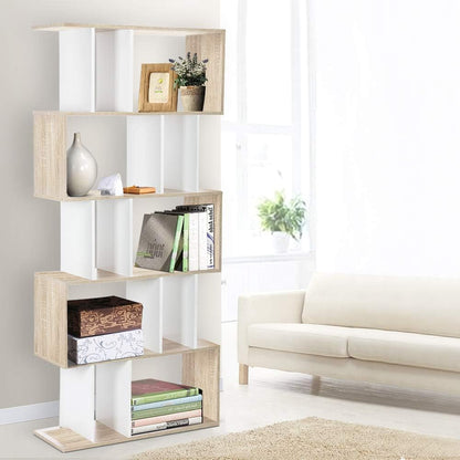 Artiss Bookshelf, 5 Tier Shelf Corner Wall Shelves Display Cabinet Bookcase Bookshelves Storage Rack Home Living Room Bedroom Office Furniture, High Density Particle Board Multicoloured