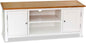 Vidaxl Solid Oak Wood & Pinewood TV Cabinet - Two-Tone Design, Ample Storage Space for Multimedia Appliances, with Cable Outlets, Requires Assembly