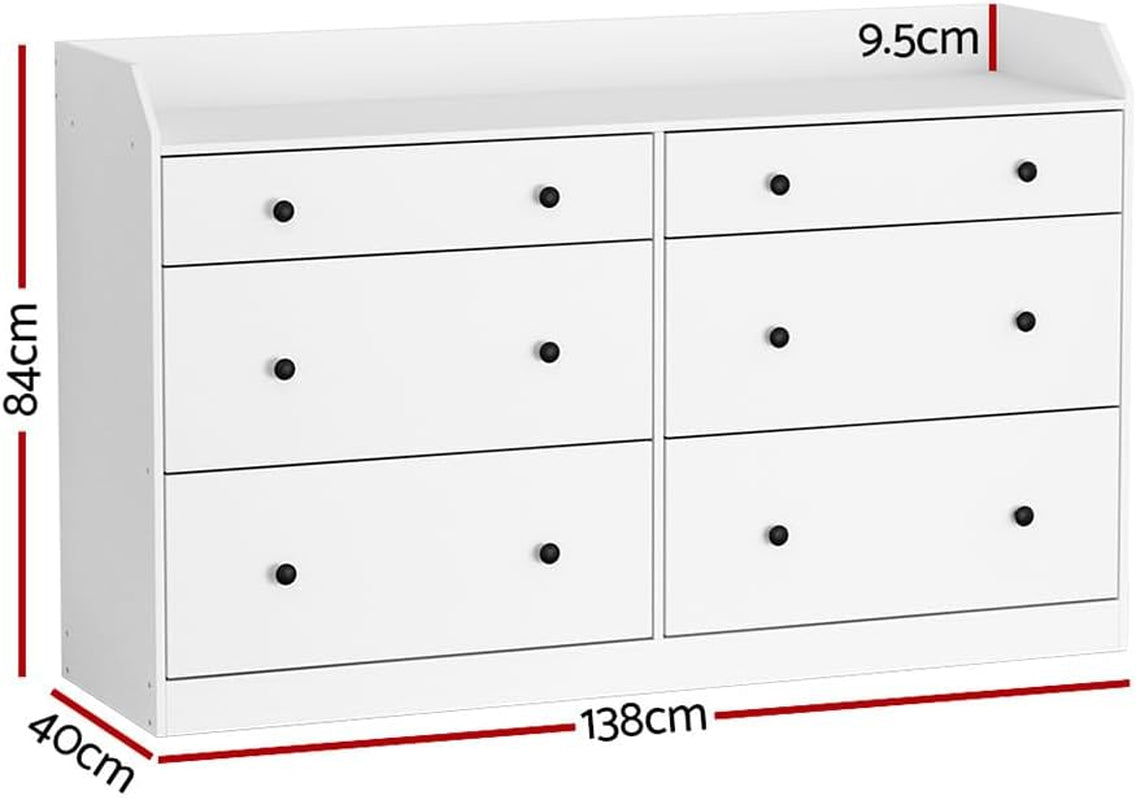 Chest of Drawers 6 Drawer Tallboy, White
