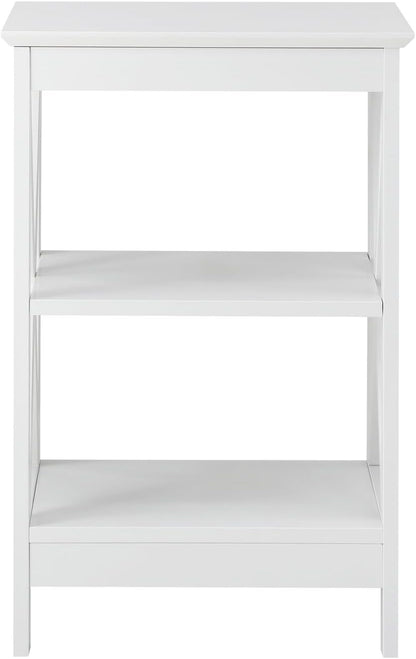 Oikiture End Table with 3-Tier Shelf Sofa Side Table Coffee beside Table White