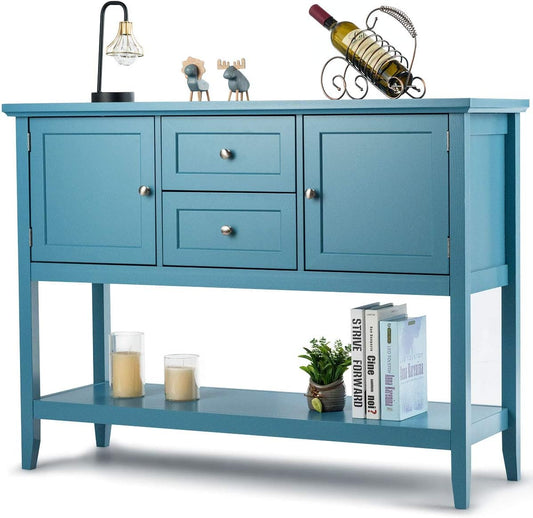 Buffet Sideboard Table, Wood Hallway Console Table with 2 Drawers & 2 Cabinets