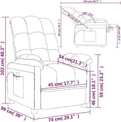 Vidaxl Reclining Massage Chair in Dark Grey Fabric with Manual Adjustments, Vibration Function and Solid Wood & Metal Frame