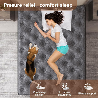 Duchess 34Cm Queen Hybrid Mattress - Mattress Comfortable Memory Foam and Pocket Springs with Pressure Relief Breathable Design Reinforced Edge Support