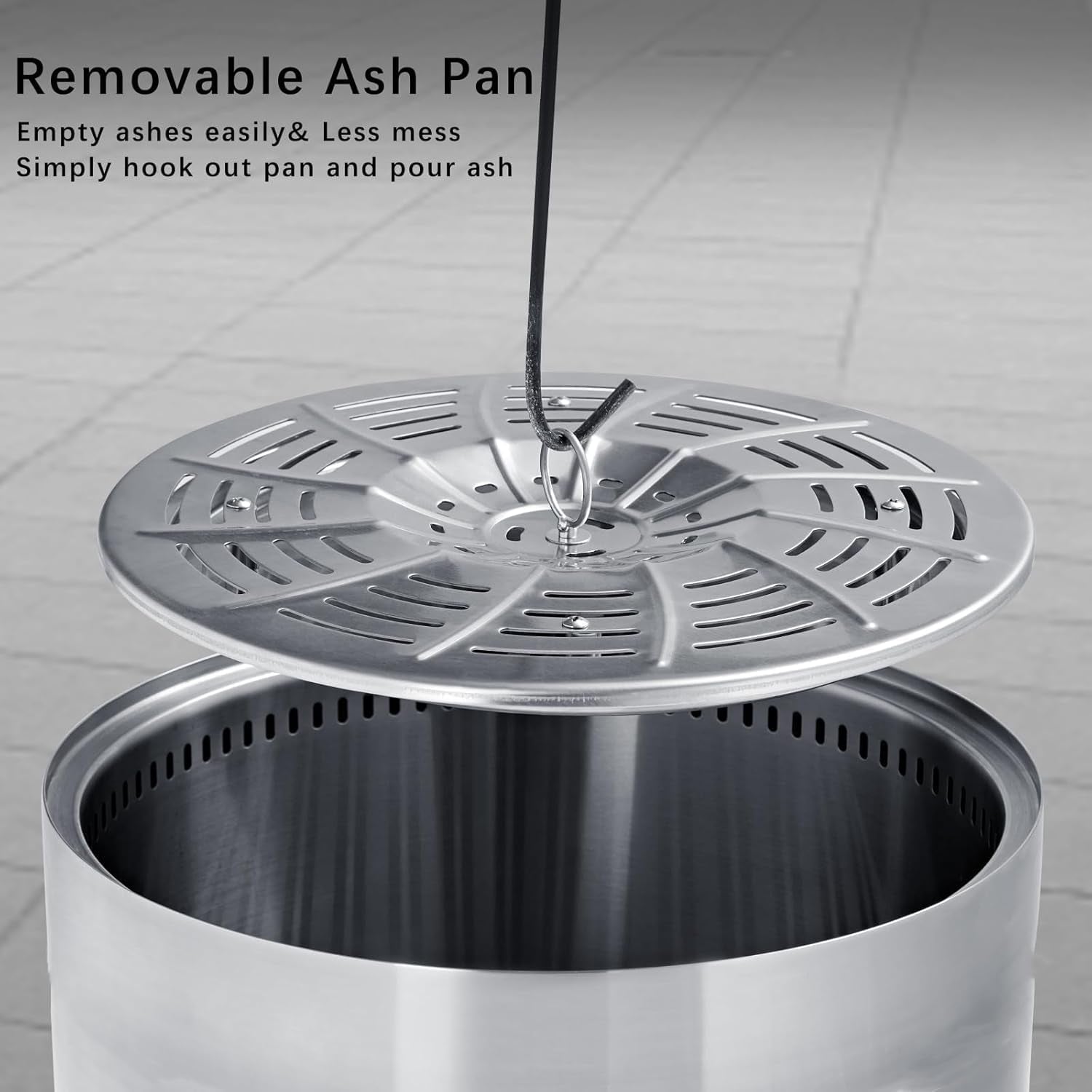48cm Stainless Steel Smokeless Fire Pit, Outdoor Smokeless Firepit with Tote Bag & Fire Poker