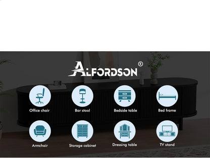 ALFORDSON TV Cabinet Stand Black, Handle-Free Modern Furniture Entertainment Unit Stand with 2 Ample Storage Side Cabinets and 2 Middle Shelves for Living Room,160 X 40 X 40Cm in Black