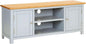 Vidaxl Solid Oak Wood & Pinewood TV Cabinet - Two-Tone Design, Ample Storage Space for Multimedia Appliances, with Cable Outlets, Requires Assembly