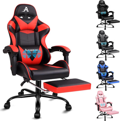 ALFORDSON Gaming Chair with Massage and 150° Recline, Ergonomic Executive Office Chair PU Leather with Footrest, Height Adjustable Racing Chair with SGS Listed Gas-Lift, Max 180Kg (Cyan)