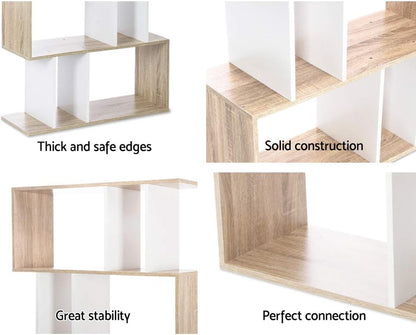 Artiss Bookshelf, 5 Tier Shelf Corner Wall Shelves Display Cabinet Bookcase Bookshelves Storage Rack Home Living Room Bedroom Office Furniture, High Density Particle Board Multicoloured
