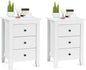 Giantex 2PCS End Side Table, Nightstand W/ 3 Drawers, Modern Bedside Cabinet, Wooden End Table W/Sturdy Structure, Accent Table W/Solid Wood Legs, Bedside Table Sofa Side Table for Bedroom Living Room
