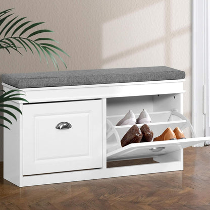 Artiss Shoe Cabinet Bench Storage Rack Organiser Drawer White Shelf Organizer Holder Display Closet Stand Furniture Cupboard Space Saver Room Compartment Case Hanger Shelving Wardrobe Caddy