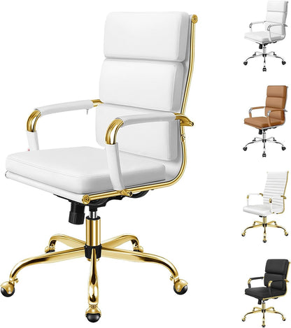 ALFORDSON Office Chair with Height Adjustable SGS Listed Gas Lift, PU Leather Home Ergonomic Desk Chair with Removable Armrest Cover, Padded Computer Chair for Gaming, Max 150Kg(Mid Back Esmae Brown)