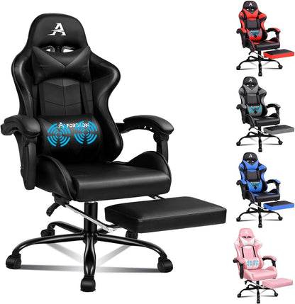 ALFORDSON Gaming Chair with Massage and 150° Recline, Ergonomic Executive Office Chair PU Leather with Footrest, Height Adjustable Racing Chair with SGS Listed Gas-Lift, Max 180Kg (Cyan)