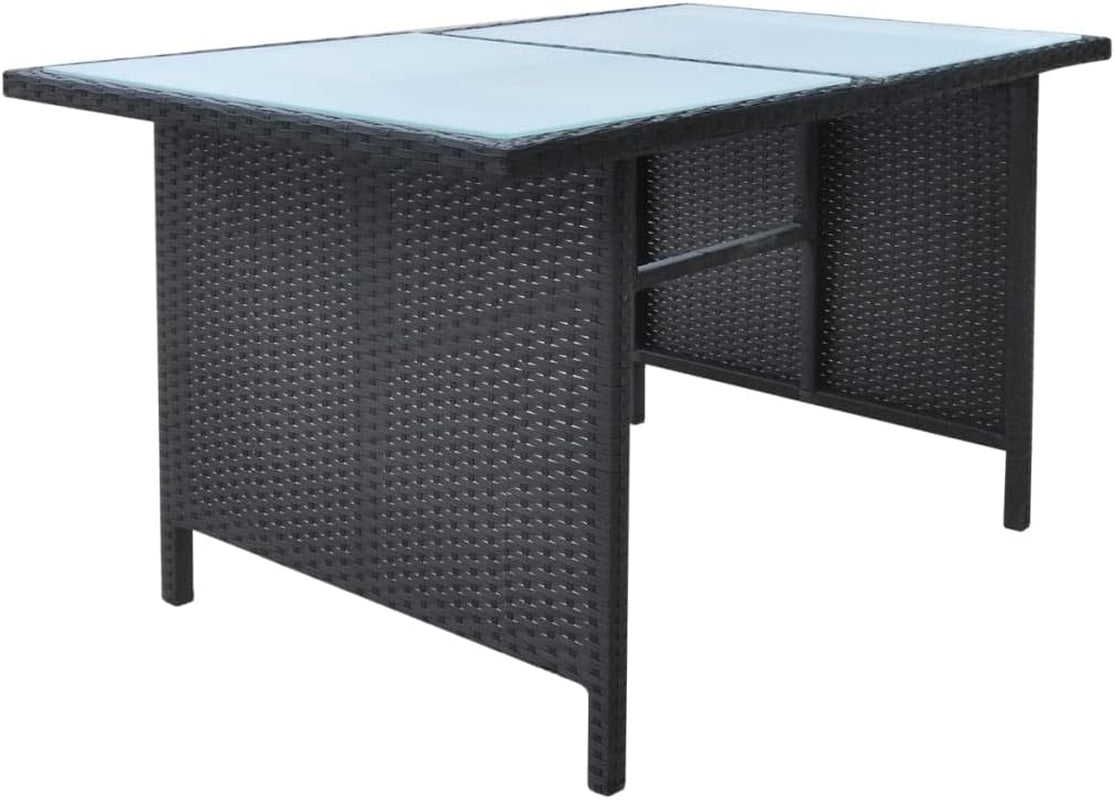 6-Piece Outdoor Dining Set with Cushions - Stylish and Durable Poly Rattan Construction - Black Outdoor Furniture with Easy-Care Cushions