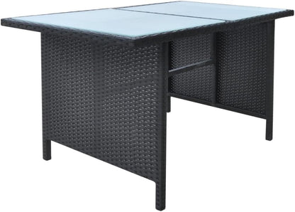 6-Piece Outdoor Dining Set with Cushions - Stylish and Durable Poly Rattan Construction - Black Outdoor Furniture with Easy-Care Cushions