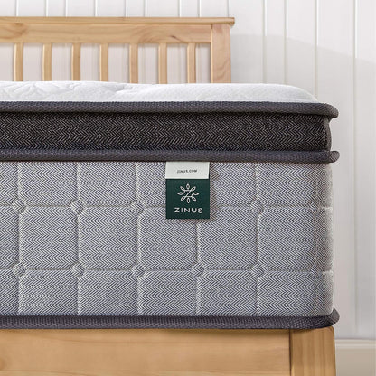 Zinus Support plus Queen Mattress, Icoil Pocket Springs Eurotop/Firm Plush Foam, 10Yrs Warranty, Medium Feel Bed