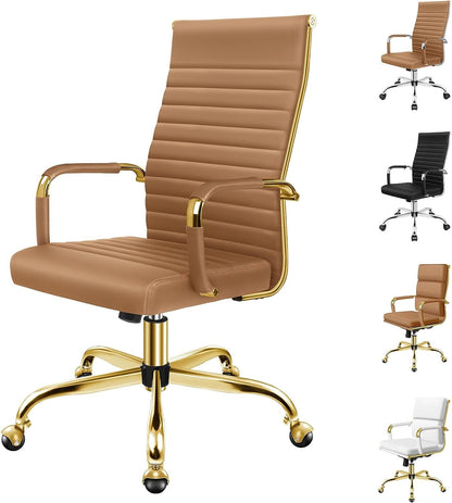 ALFORDSON Office Chair with Height Adjustable SGS Listed Gas Lift, PU Leather Home Ergonomic Desk Chair with Removable Armrest Cover, Padded Computer Chair for Gaming, Max 150Kg(Mid Back Esmae Brown)