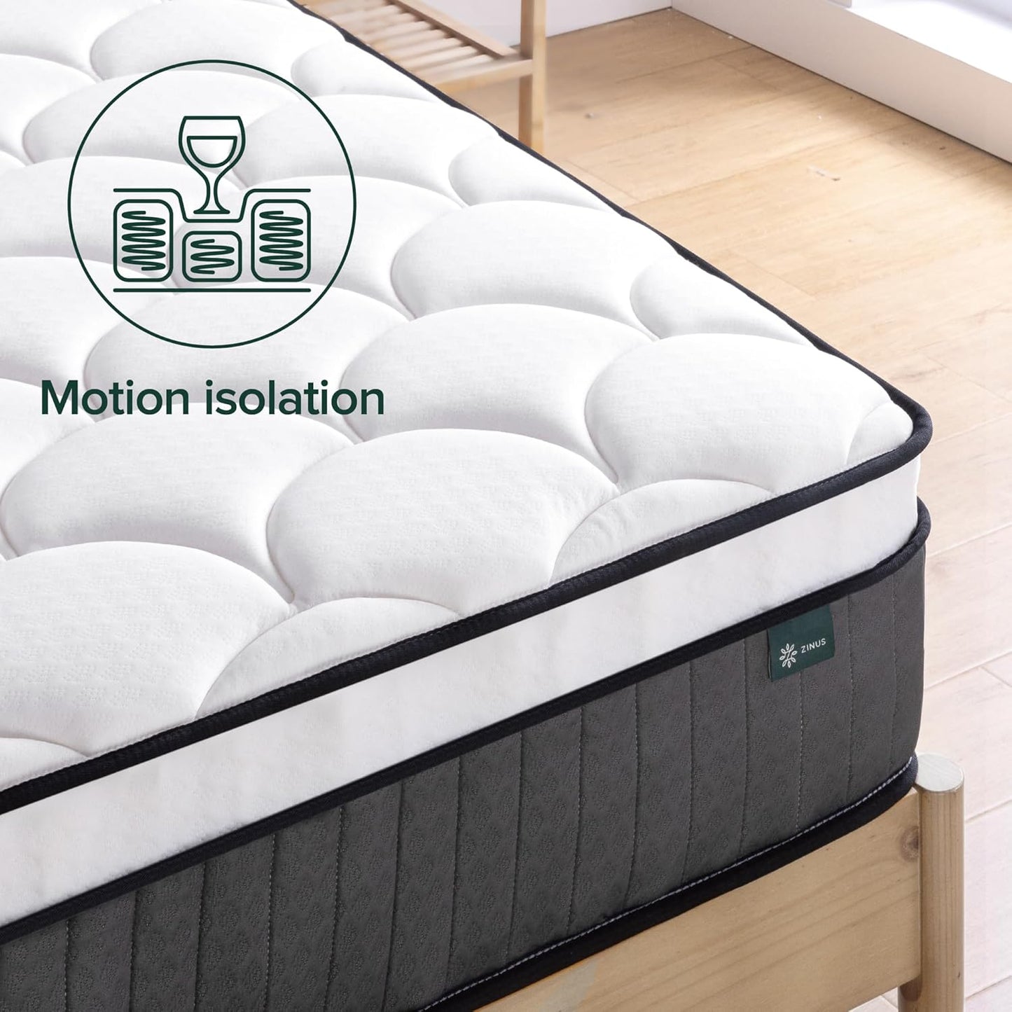 Zinus Queen Mattress Support 30Cm Icoil Pocket Spring Eurotop, Comfort Quilting Foam, Medium Feel Bed Mattresses