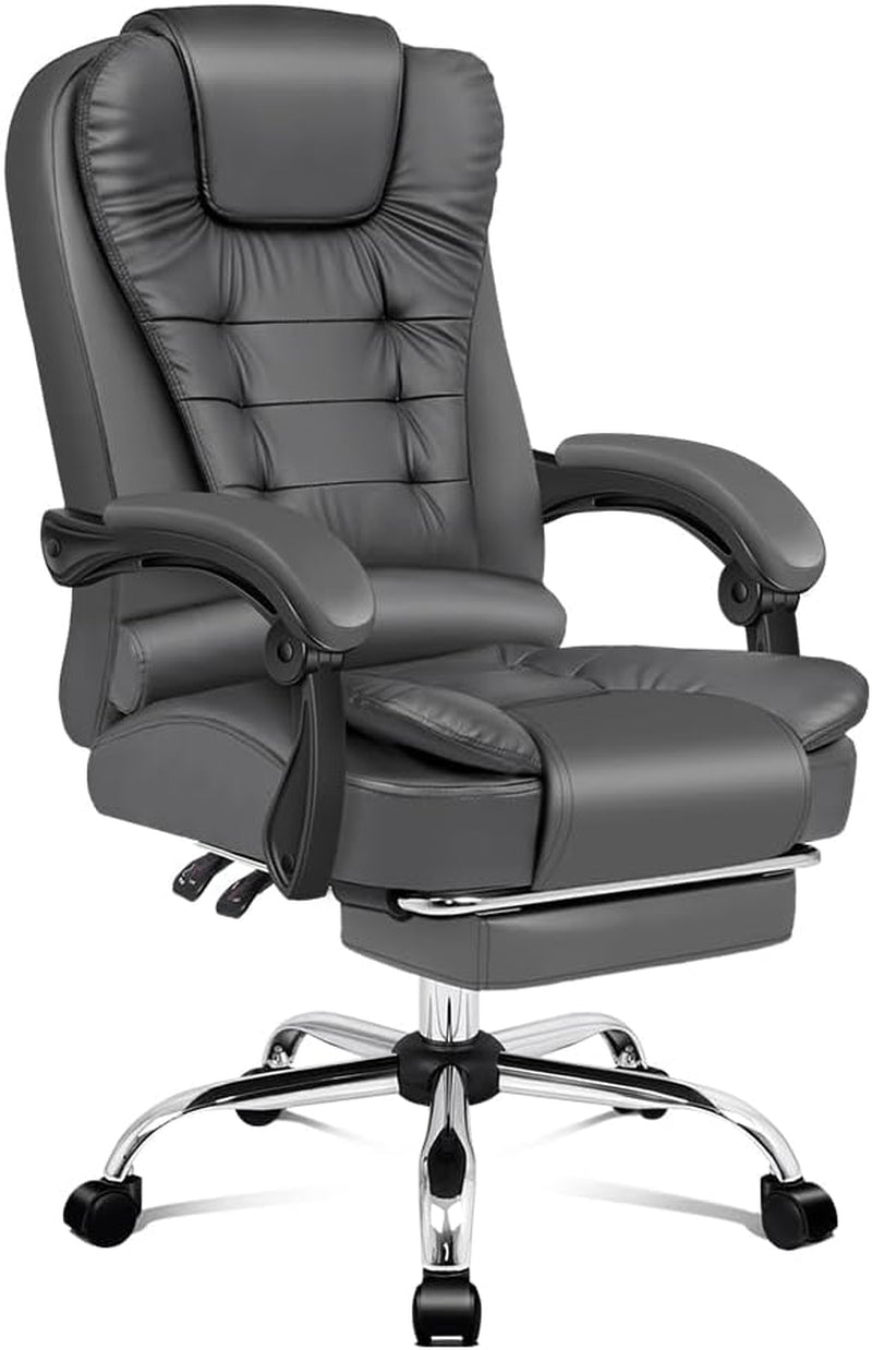 ALFORDSON Ergonomic Office Computer Chair with Footrest, High Back Executive Desk Chair Recliner for Home Office, PU Leather Video Gaming Chair, Earl Black