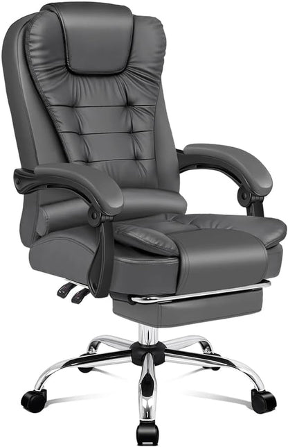 ALFORDSON Ergonomic Office Computer Chair with Footrest, High Back Executive Desk Chair Recliner for Home Office, PU Leather Video Gaming Chair, Earl Black